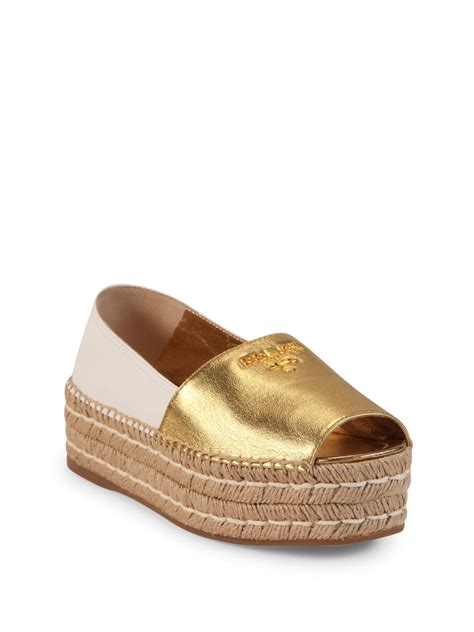 prada two tone leather espadrilles|Women's Prada Espadrille Sandals .